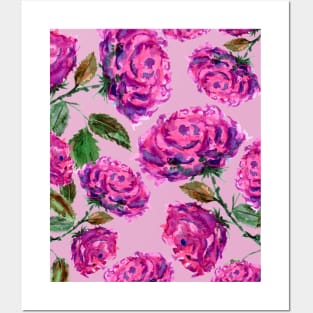 Purple Rose Floral Pattern Posters and Art